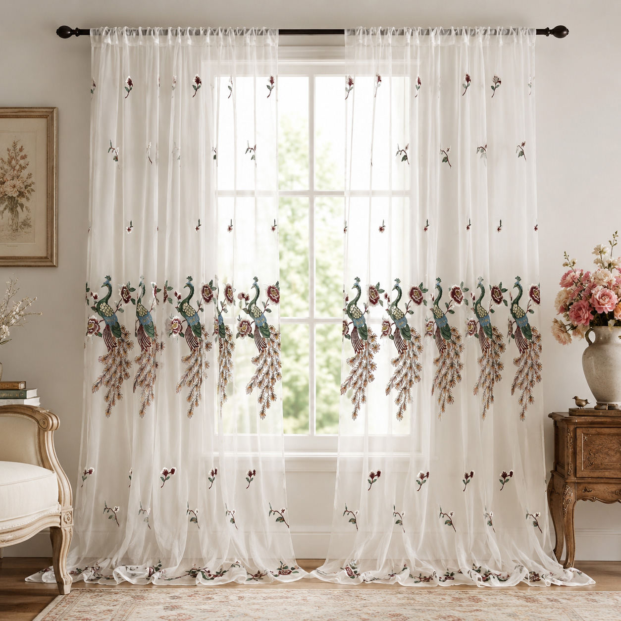 قطعة واحدة، ستارة شفافة بيضاء  - مراجعة Curtain Rods وسعره