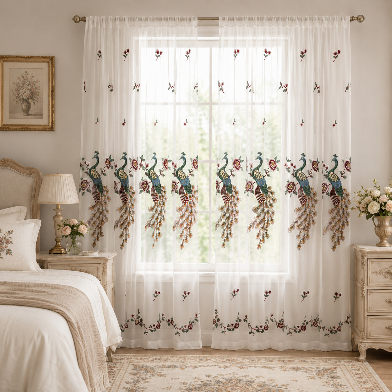 قطعة واحدة، ستارة شفافة بيضاء  - مراجعة Curtain Rods وسعره